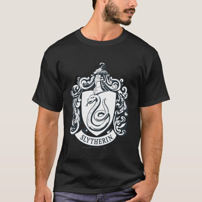 Harry Potter | Slytherin Crest - Black and White T-Shirt (Front)