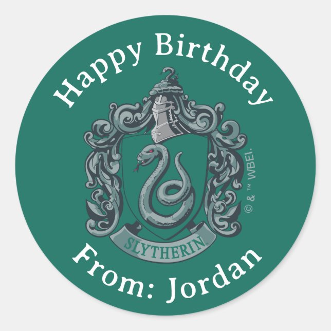 Harry Potter | Slytherin Crest Green Classic Round Sticker (Front)