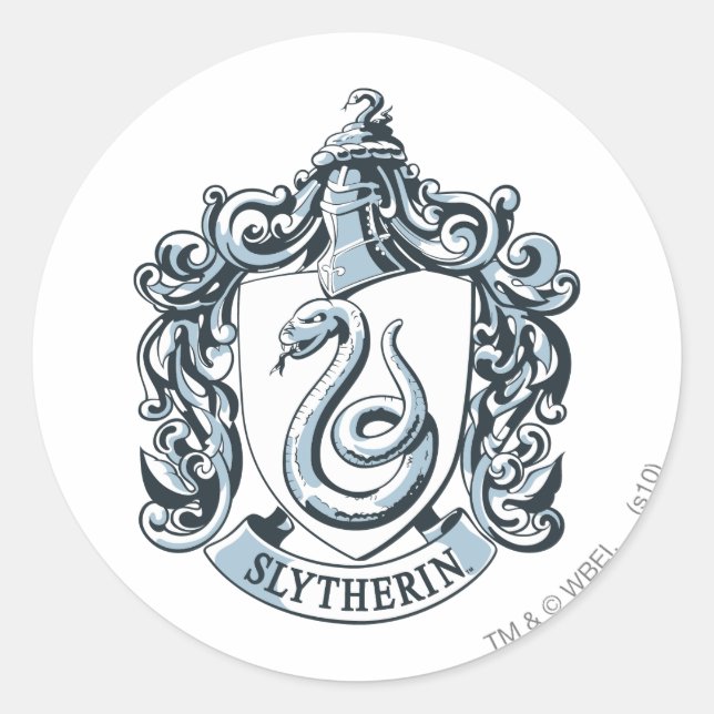 Harry Potter | Slytherin Crest - Ice Blue Classic Round Sticker (Front)