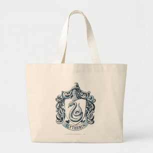 Harry Potter Slytherin Crest - Ice Blue Large Tote Bag