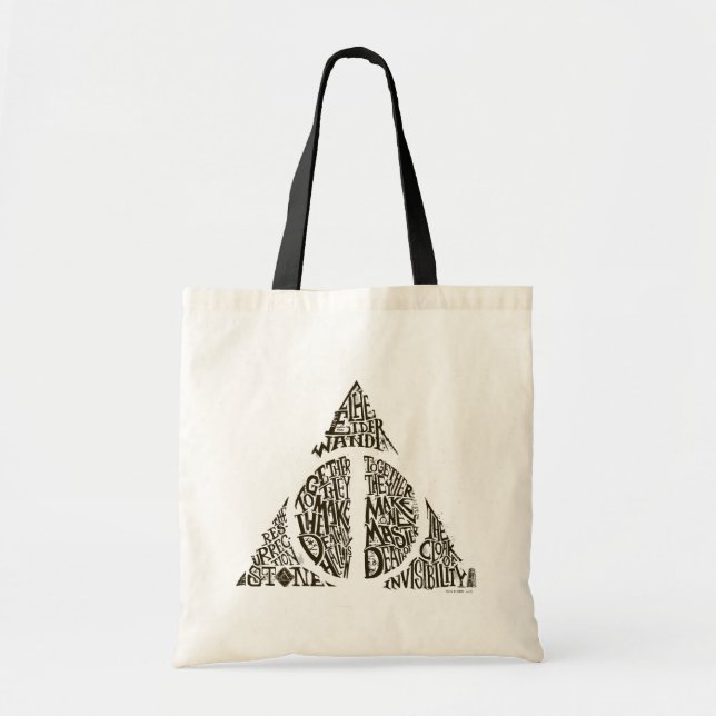 Harry Potter Spell | DEATHLY HALLOWS Typography Gr Tote Bag (Front)