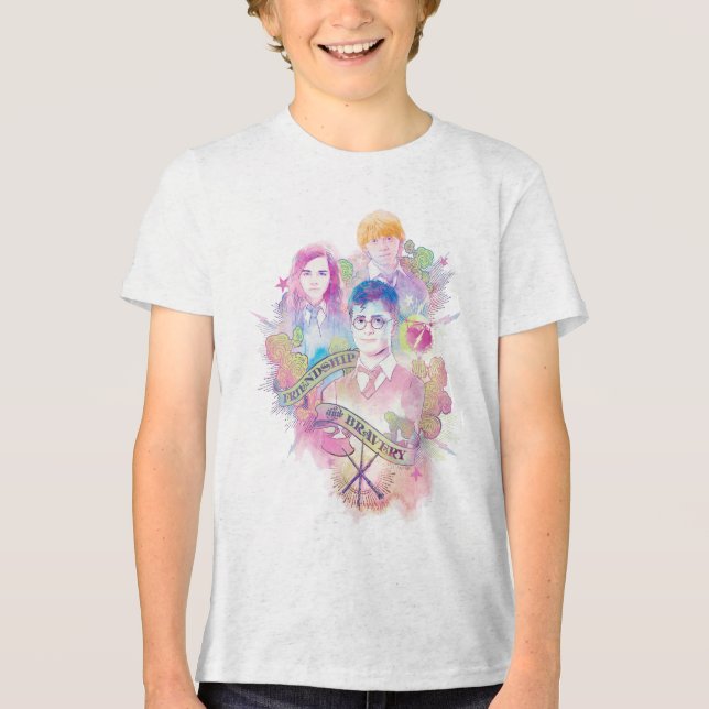 Harry Potter Spell | Harry, Hermione, & Ron Waterc Tri-Blend Shirt (Front)