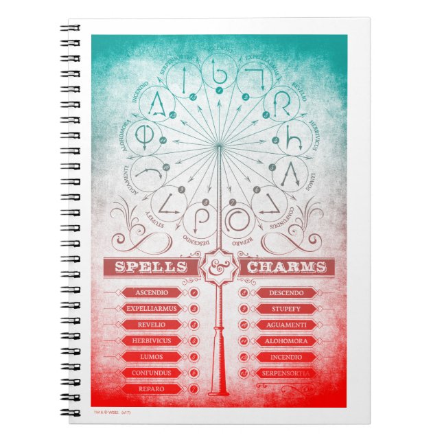 Harry Potter Spell | Wand Instruction Chart Spiral Notebook (Front)