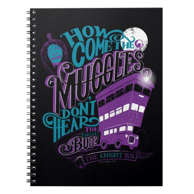 Harry Potter | The Knight Bus Typography Graphic Spiral Notebook (Front)