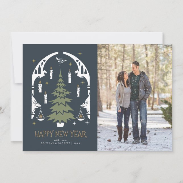 HARRY POTTER™ Tree - Happy New Year - Photo Holiday Card (Front)
