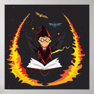 HARRY POTTER WEARING HAT| FIRE| BOOK| POSTER