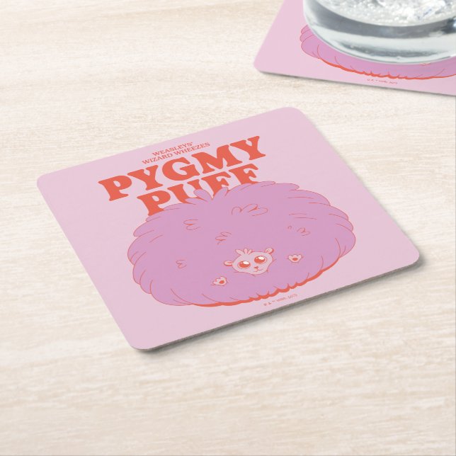 HARRY POTTER™ | Weasley's Wizard Pygmy Puff Square Paper Coaster (Angled)