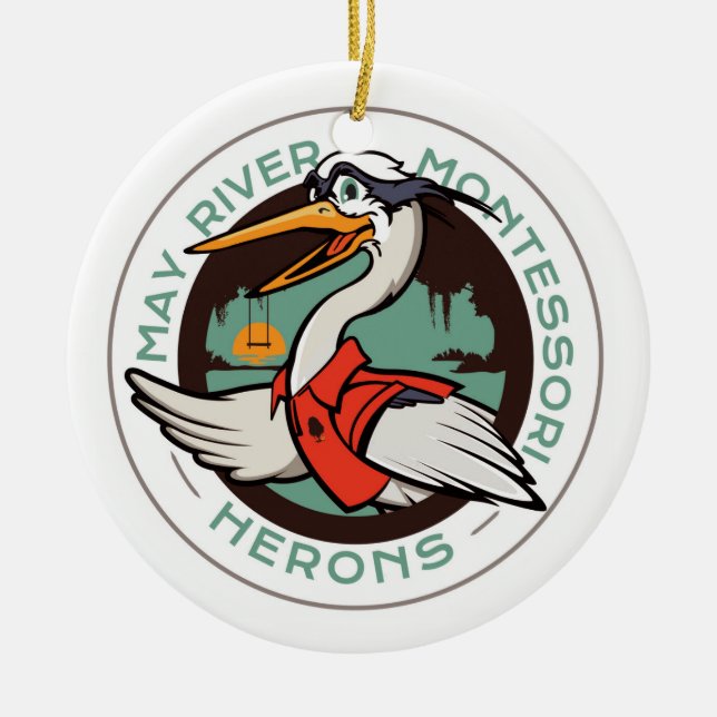 Harry The Heron Holiday Ornament (Front)