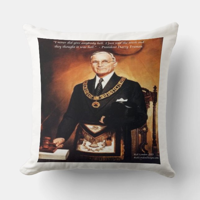 Harry Truman "Give 'Em Hell" Quote Throw Pillow (Front)