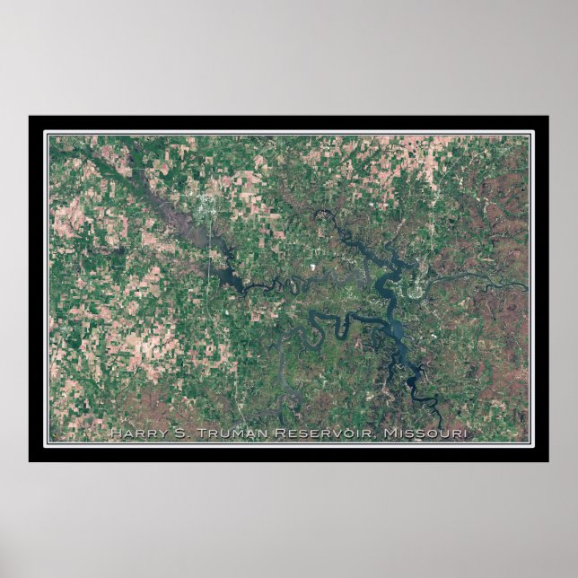 Harry Truman Lake Missouri Satellite Poster Map (Front)