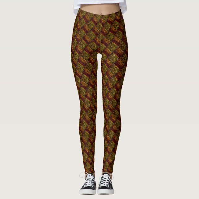 Harsh embossed squares or inclined chess leggings (Front)