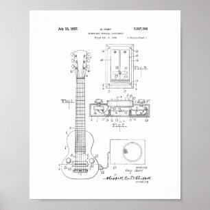 Hart Electric Guitar Pickup Patent Poster