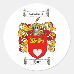 HART FAMILY CREST - HART COAT OF ARMS CLASSIC ROUND STICKER