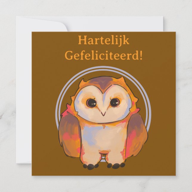 Hartelijk gefeliciteerd, sweet owl card (Front)
