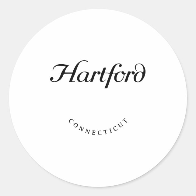 Hartford Connecticut Black Font Classic Round Sticker (Front)
