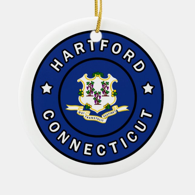 Hartford Connecticut Ceramic Tree Decoration (Front)