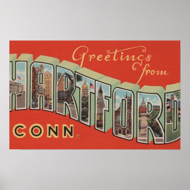 Hartford, Connecticut - Large Letter Scenes 3 Poster (Front)
