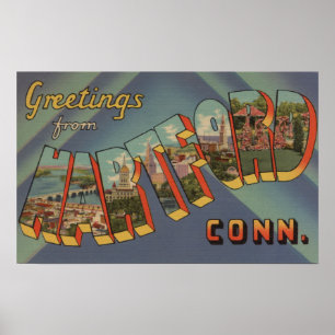 Hartford, Connecticut - Large Letter Scenes Poster