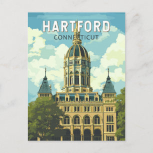 Hartford Connecticut Travel Art Vintage Postcard