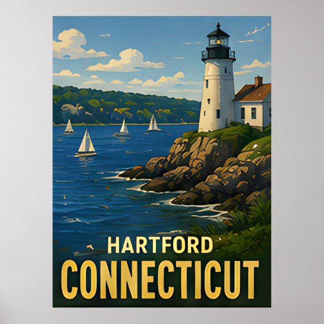 Hartford Connecticut Travel Gift Poster (Front)