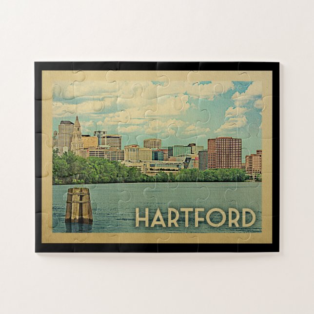 Hartford Connecticut Vintage Travel Jigsaw Puzzle (Horizontal)