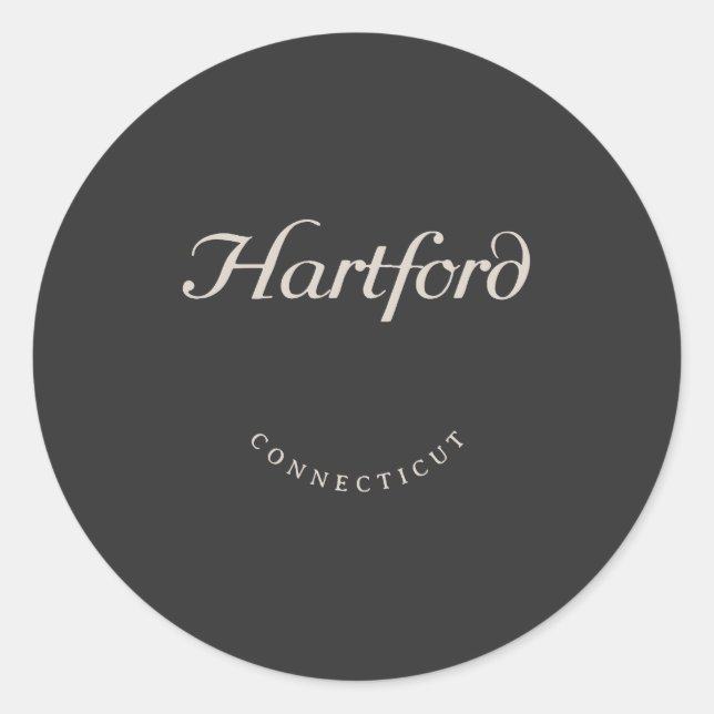 Hartford Connecticut White Font Classic Round Sticker (Front)