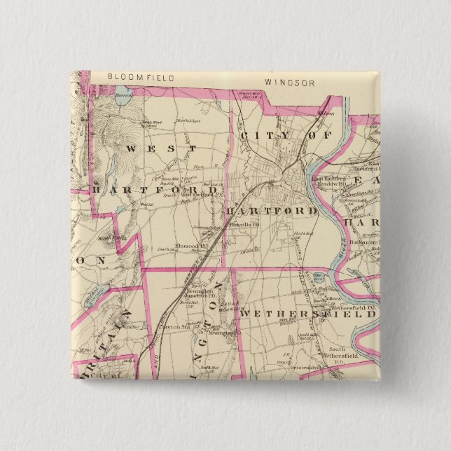 Hartford County Connecticut 15 Cm Square Badge (Front)