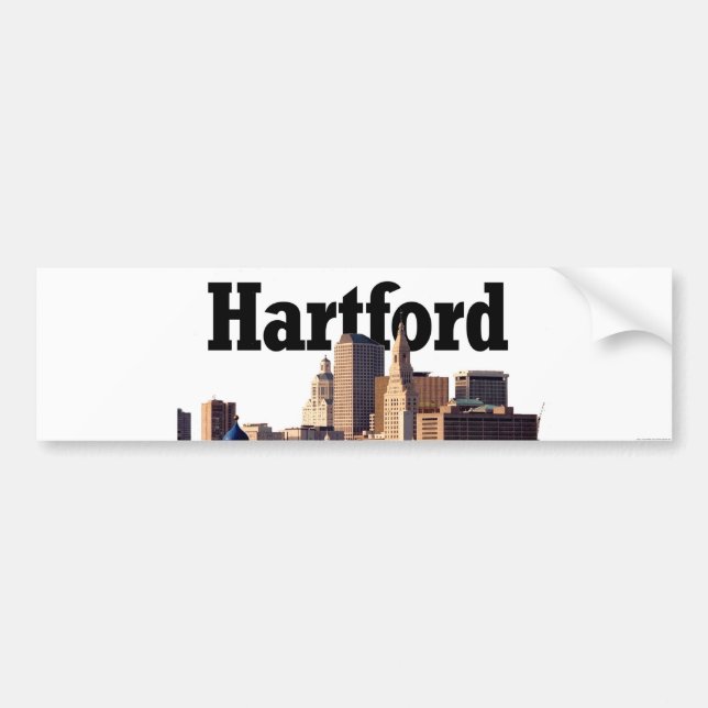 Hartford CT Skyline with "Hartford" in the sky Bumper Sticker (Front)