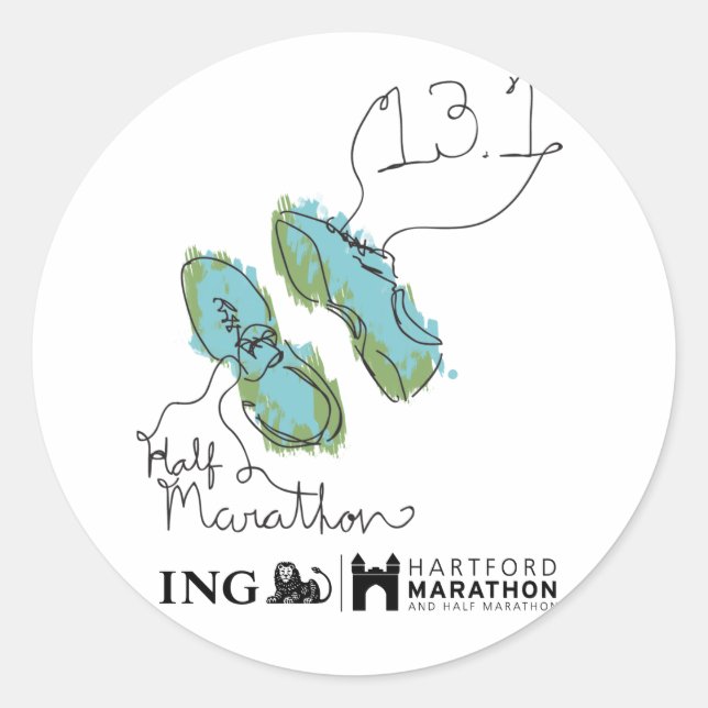 Hartford Half-Marathon: Shoes Classic Round Sticker (Front)