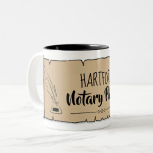 Hartford Notary Public Scroll Feather Quill Two-Tone Coffee Mug