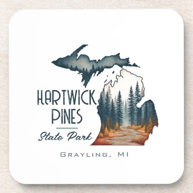 Hartwick Pines State Park Souvenir Gift Coaster (Front)
