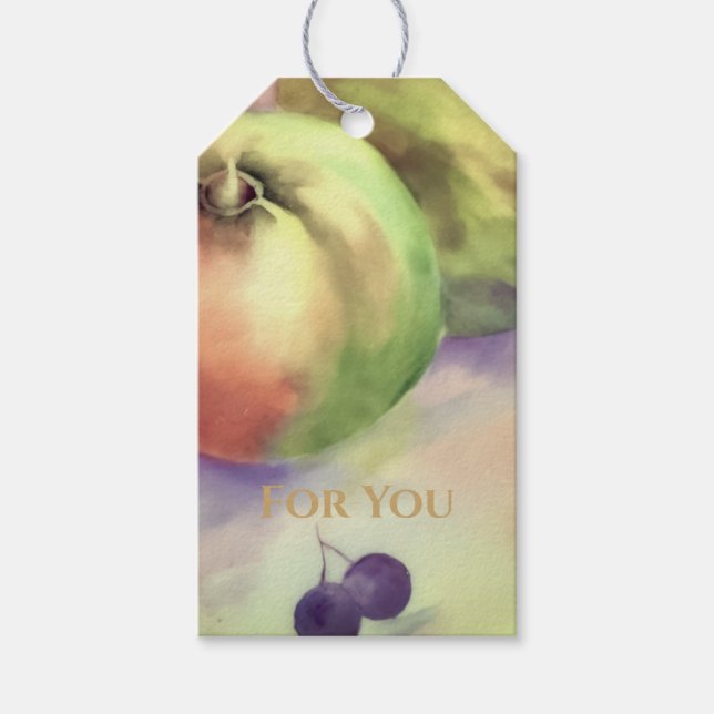 Harvest Apples & Grapes Gift Tag | Orchard Fruit  (Front)