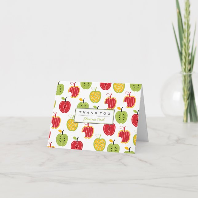 Harvest Apples Pattern Thank You Note Card (Front)