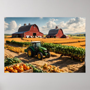 Harvest at farm poster