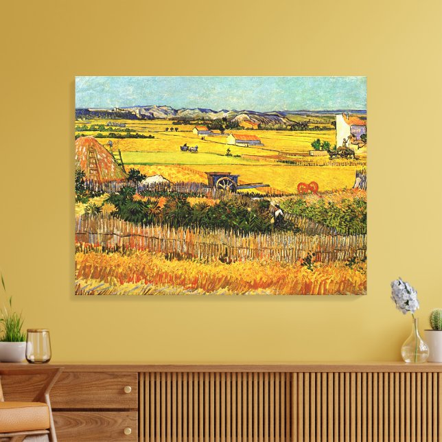 Harvest at La Crau, Montmajour by Vincent van Gogh Canvas Print (Insitu(LivingRoom))