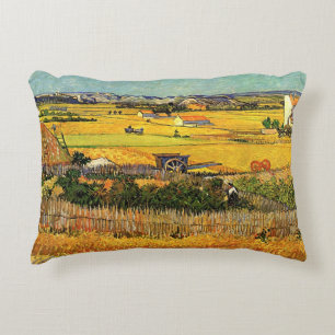 Harvest at La Crau, Montmajour by Vincent van Gogh Decorative Cushion