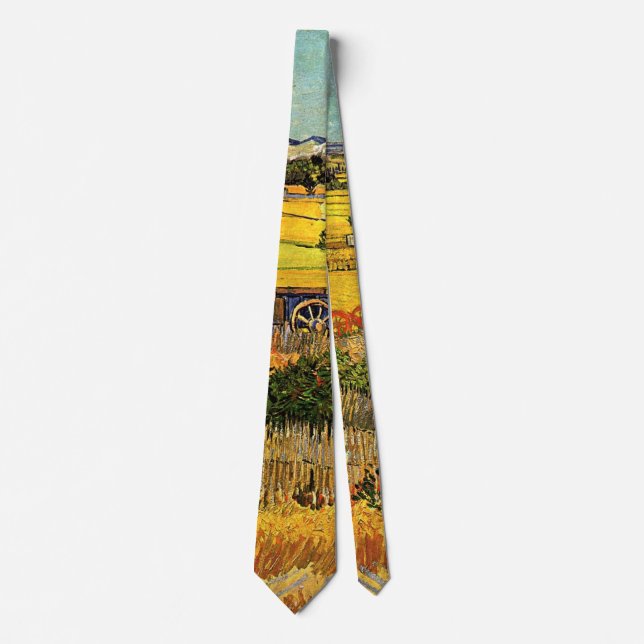 Harvest at La Crau, Montmajour by Vincent van Gogh Tie (Front)