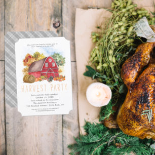 Harvest Barn Thanksgiving Dinner Party Invitation