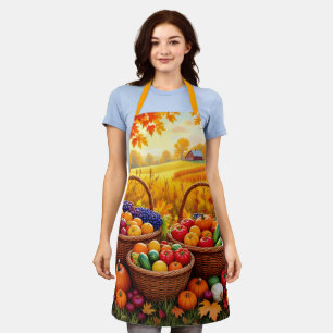 Harvest baskets, autumn orange, apron