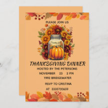 HARVEST BLESSING JARS THANKSGIVING INVITATION CARD