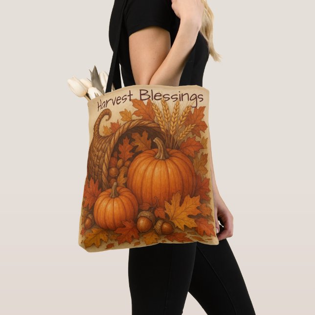 Harvest Blessings Cornucopia Tote Bag (Close Up)