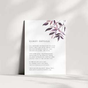 Harvest Blush Wedding Guest Details Card