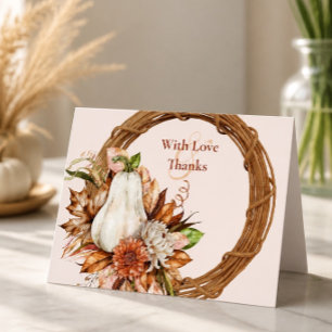 Harvest Chic White Pumpkin Wedding Thank You Card