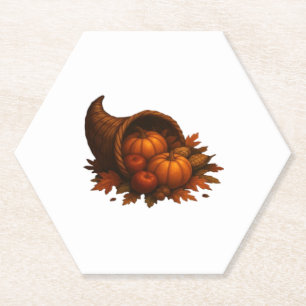 Harvest Cornucopia Glow Oversized T-Shirt.png Paper Coaster