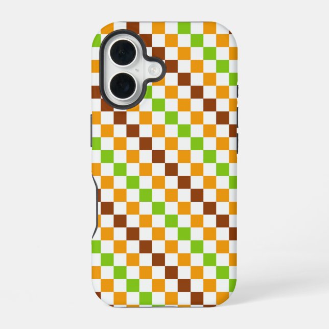 Harvest diagonal chequerboard pattern iPhone 16 case (Back)
