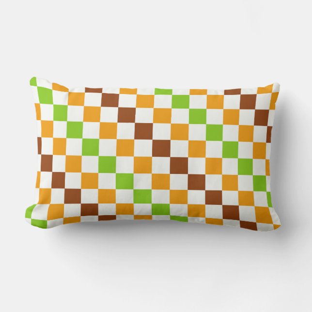 Harvest diagonal chequerboard pattern lumbar cushion (Front)