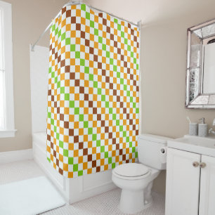 Harvest diagonal chequerboard pattern shower curtain