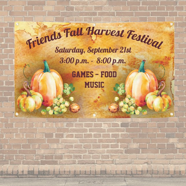Harvest Fall Autumn Festival Banner (Fall Harvest Festival Banner - Advertise your fall themed event. Pumpkins and autumn colors )