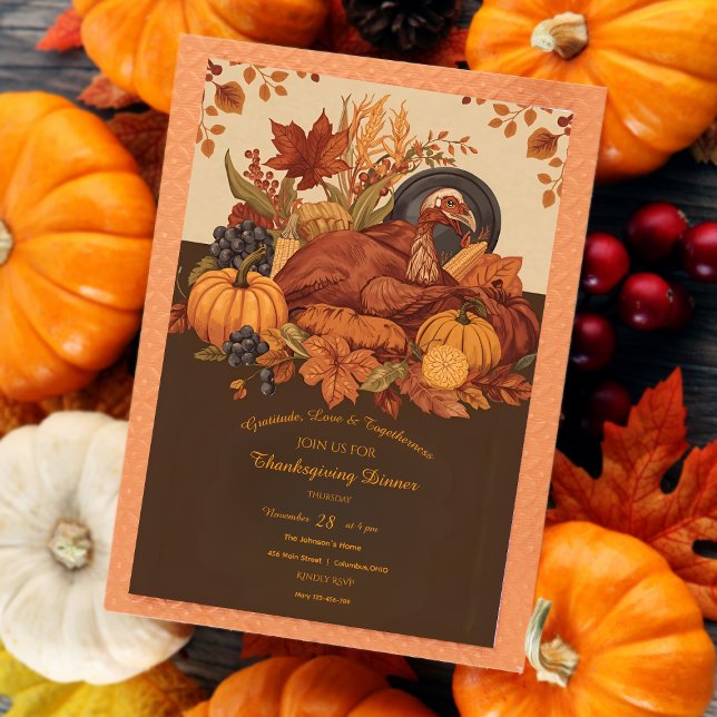 Harvest Feast Traditional Thanksgiving Dinner  Invitation (Creator Uploaded)
