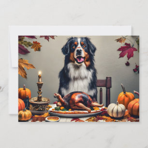 Harvest Feast with Bernese Dog Happy Thanksgiving Holiday Card